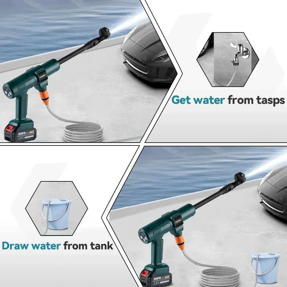 YOFIDRA 200Bar Brushless Electric High Pressure Washer Water Gun 6IN1 Cordless Car Washer Cleaning Garden For Makita 18V Battery - Image 4